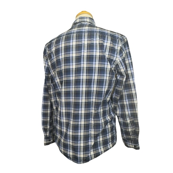 Jonathan Martin Collection Long Sleeve Mens Button Up Light Plaid Shirt Blue Med - Picture 4 of 8